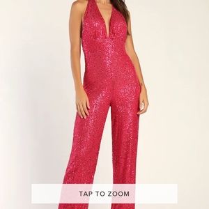 Lulu's sequin pink Jumpsuit